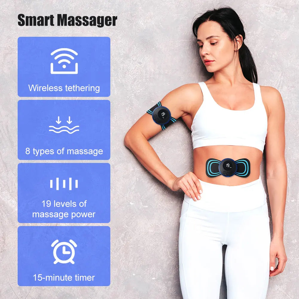 Massageador Elétrico Inteligente EMS - Alívio de Dores e Tensões